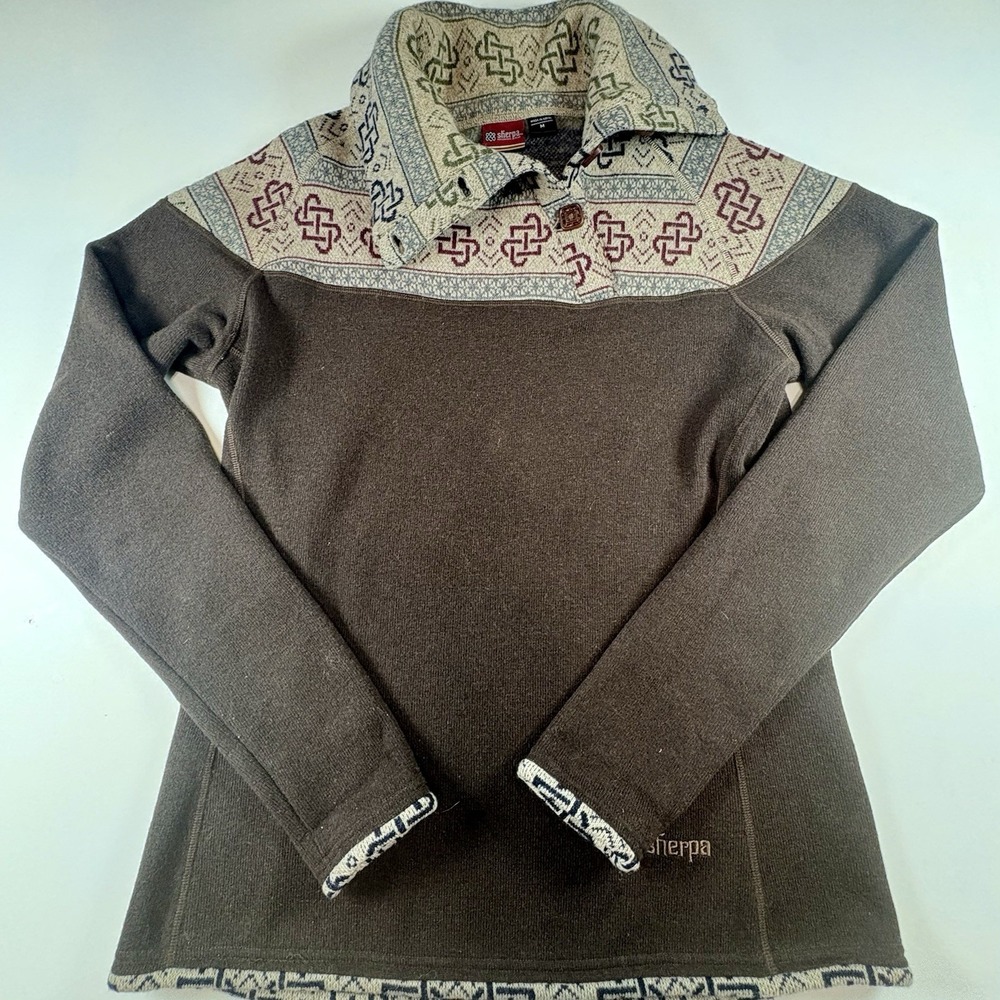 Sherpa Adventure Gear Women's Crew Wool Blend Sweater Size M Brown
